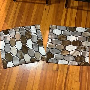 West Elm Hexagonal Pattern Pillow Covers in Brown and Gray